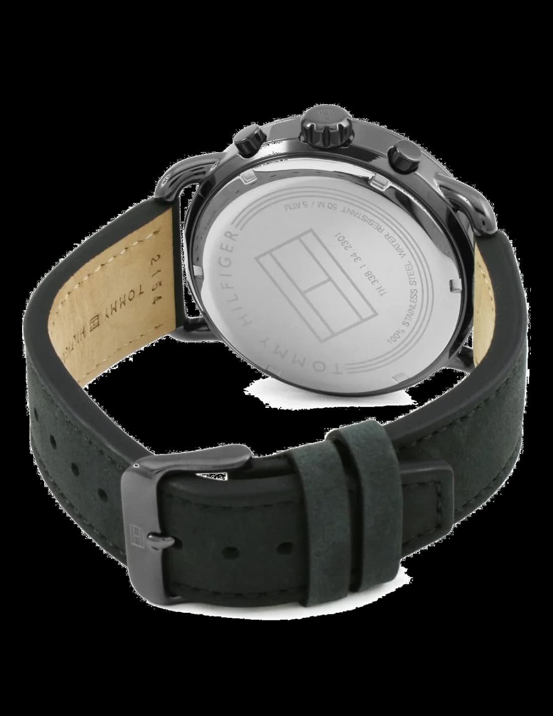 Attache bracelet Tommy Hilfiger 1791426 en cuir marron cousu main avec boucle ardillon acier inoxydable et surpiqûres ton sur ton