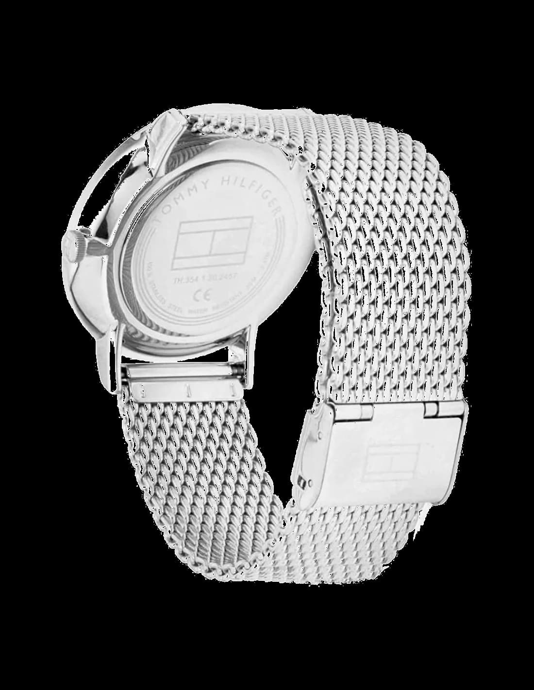 Visage cadran Tommy Hilfiger 1791505 affiche index bâtons et aiguilles dauphine, mouvement quartz