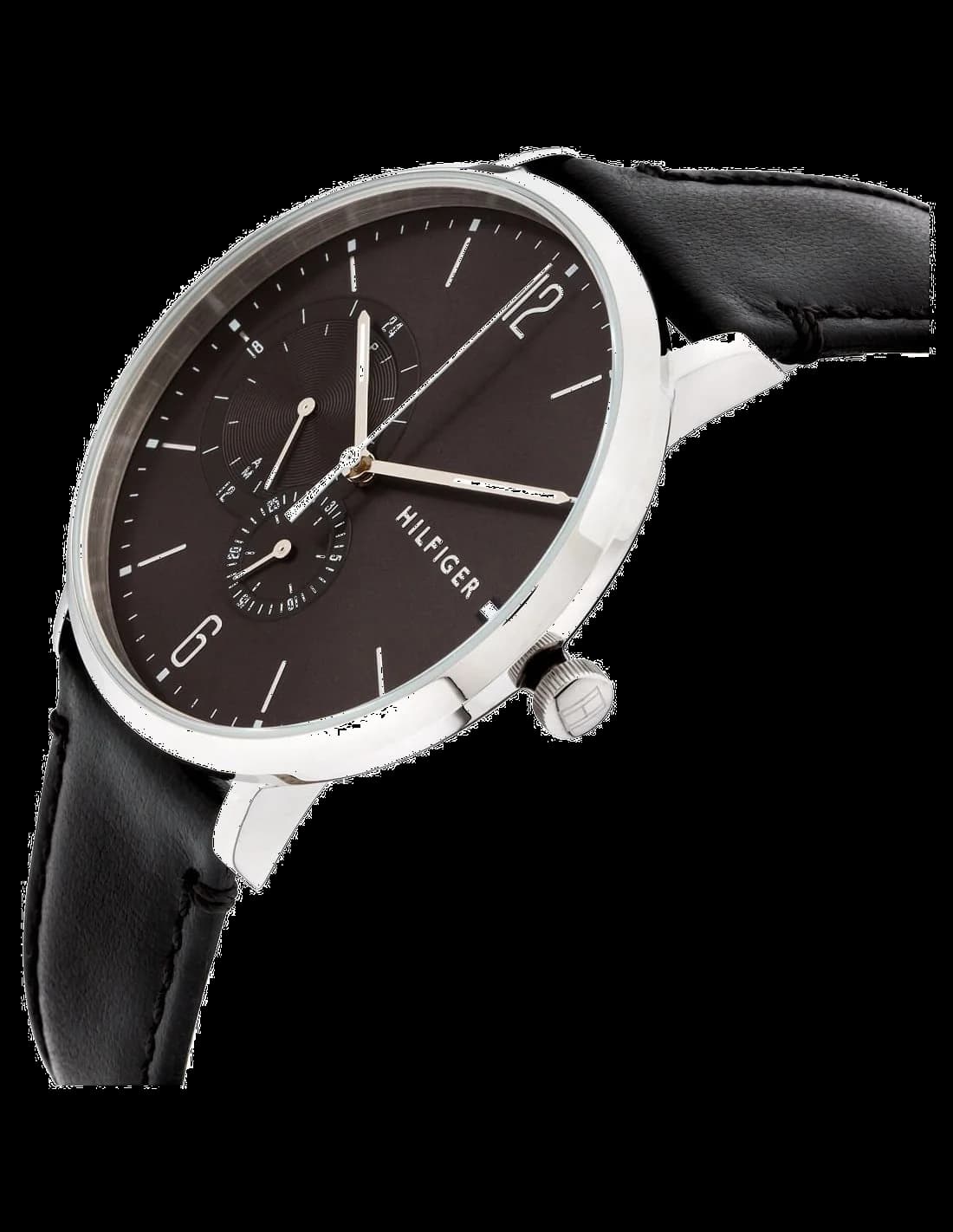 Visage cadran Tommy Hilfiger 1791509 doté d'index appliqués argentés et date à 3h