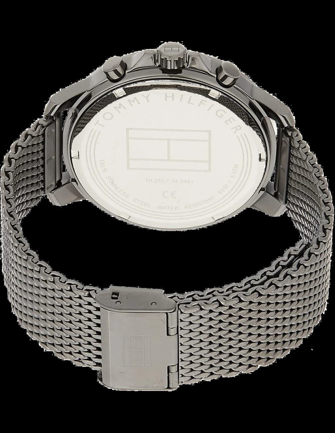 Attache bracelet Tommy Hilfiger 1791530 en cuir brun cousu main avec boucle ardillon en acier inoxydable poli
