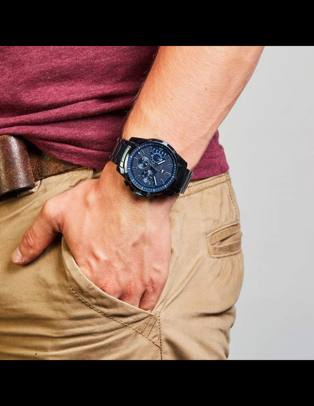 Montre Homme Tommy Hilfiger Decker 1791560 - Boîtier et bracelet acier bleu vue 4