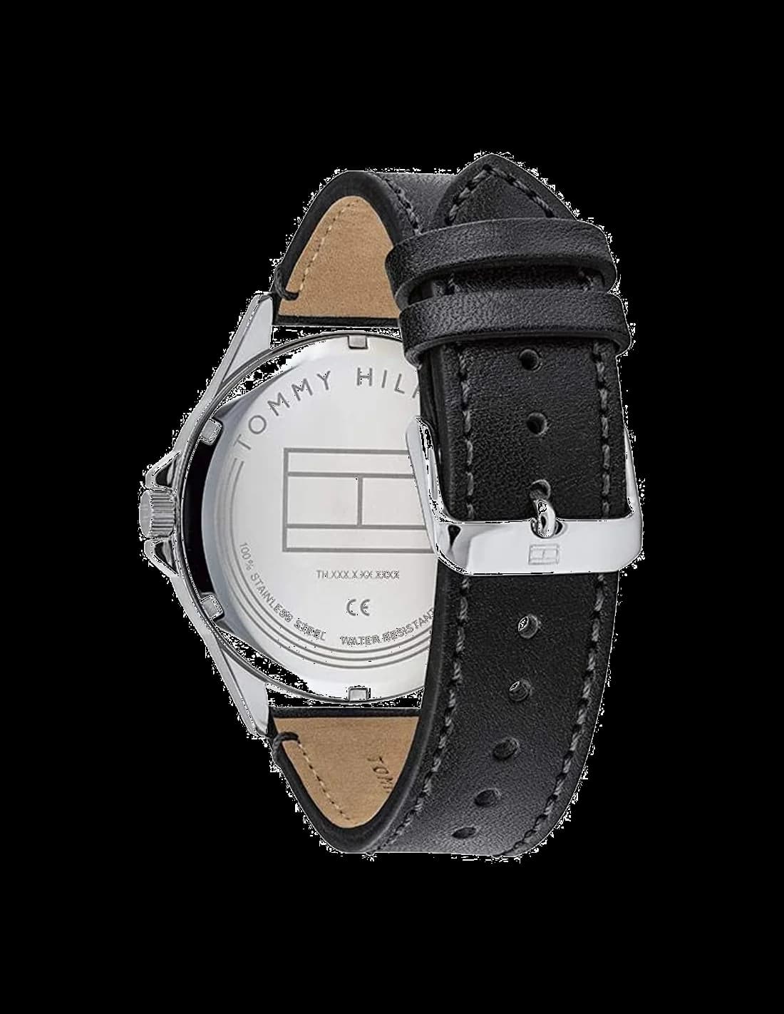 Montre Homme Tommy Hilfiger 1791616 Cadran Bleu Bracelet Cuir Noir vue 3