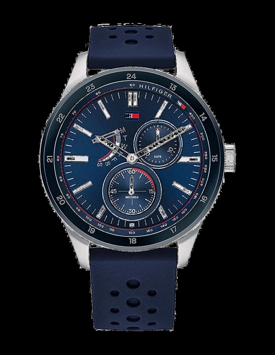 Montre Homme Tommy Hilfiger Austin 1791635 - Cadran Bleu, Bracelet Silicone Brun