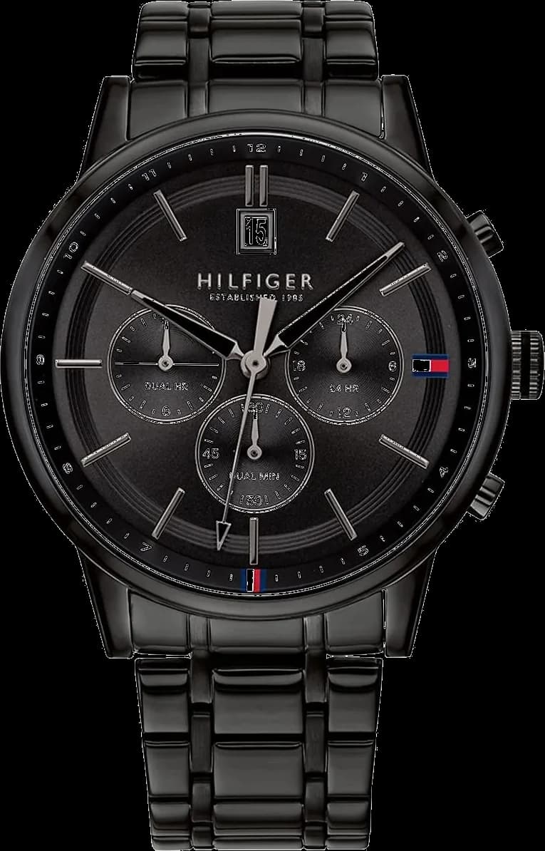 Montre Homme Tommy Hilfiger 1791695 Kyle - Boîtier 44mm Noir Acier - Cadran Noir