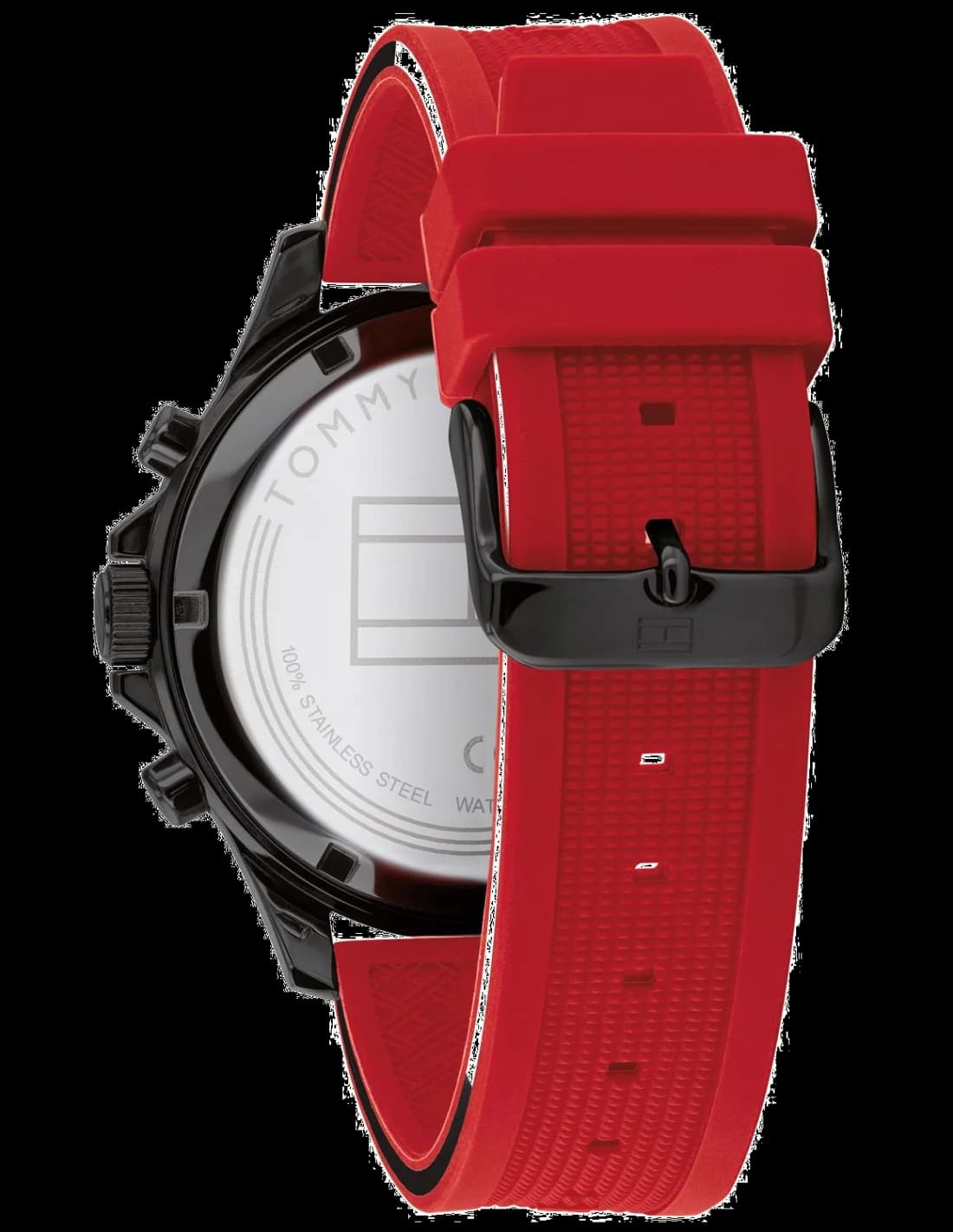 Attache bracelet Tommy Hilfiger 1791722 en silicone rouge avec boucle ardillon en acier