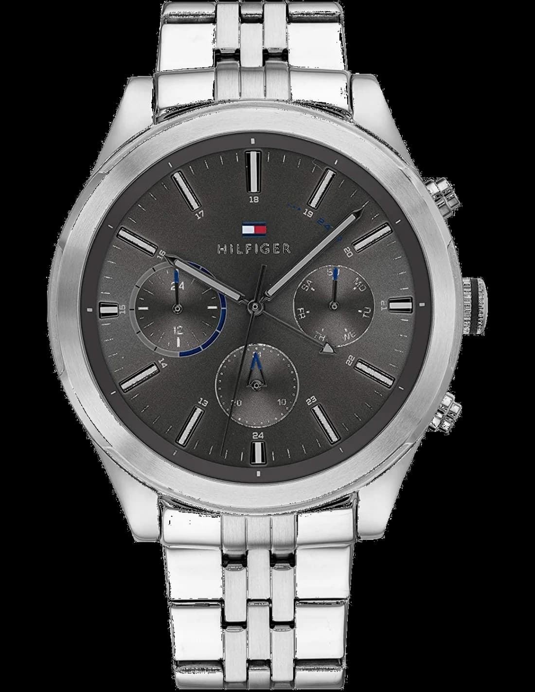 Montre Homme Tommy Hilfiger Ashton 1791737 en acier gris, jour date, étanche 50m