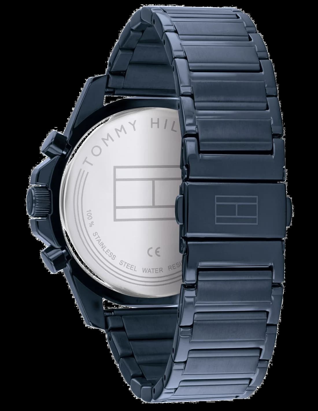 Attache bracelet Tommy Hilfiger 1791789 en acier inoxydable brossé avec fermoir déployant gravé du logo Tommy Hilfiger