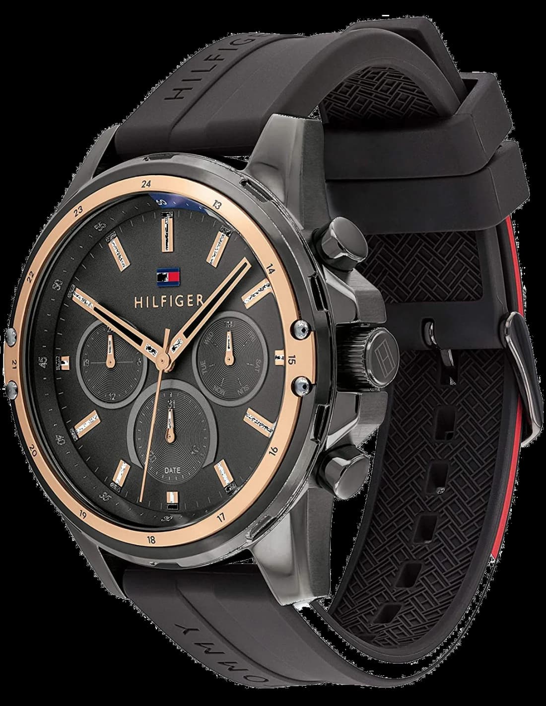 Montre Tommy Hilfiger Mason 1791792 homme noir bracelet caoutchouc sport vue 3