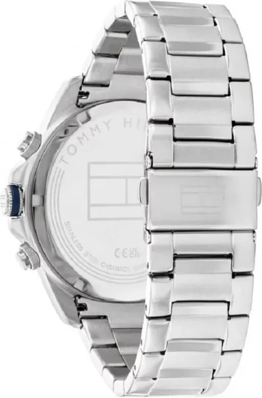 Attache bracelet Tommy Hilfiger 1792059 maillé milanaise bicolore acier inoxydable argenté et doré, fermoir déployant à pression sécurisé
