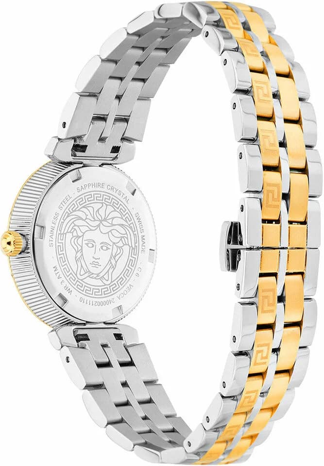 Montre Femme Versace VEOCA0324, Cadran Blanc et Bracelet Acier Bicolore Argent/Or vue 4