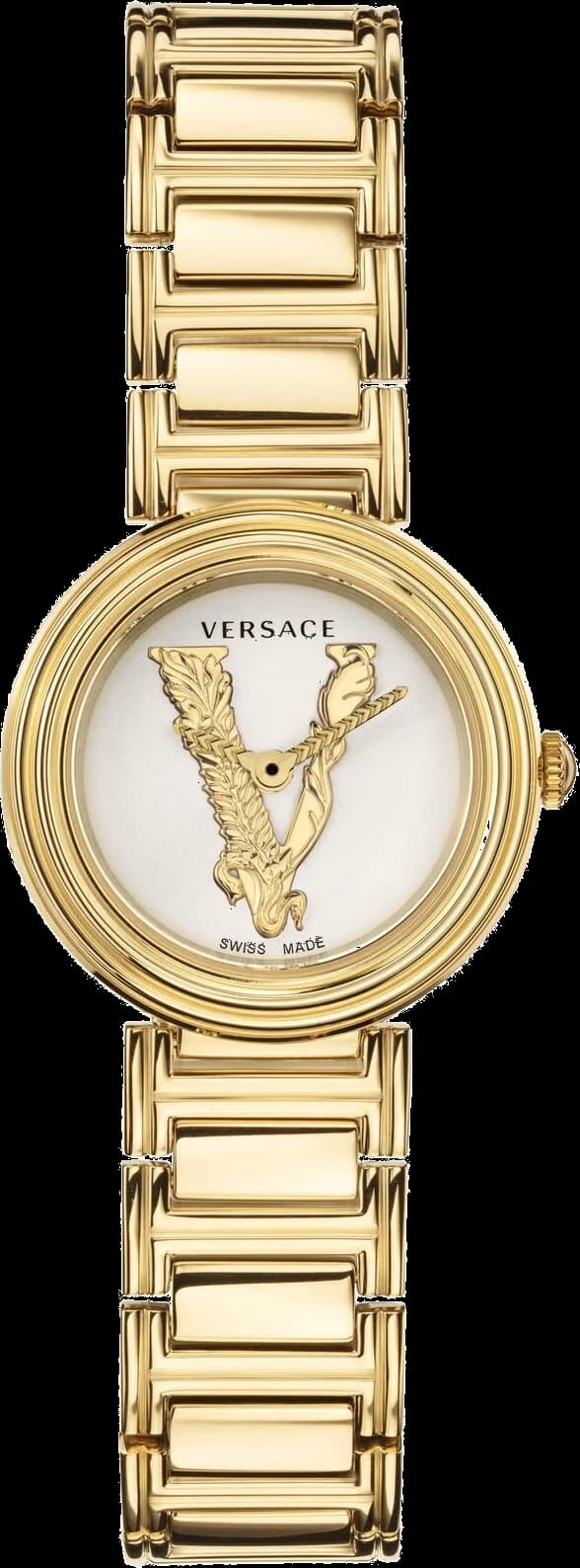 Montre Versace Virtus Mini VET300221 - Cadran Blanc, Bracelet Or Acier - Femme