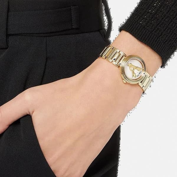 Montre Versace Virtus Mini VET300221 - Cadran Blanc, Bracelet Or Acier - Femme vue 3