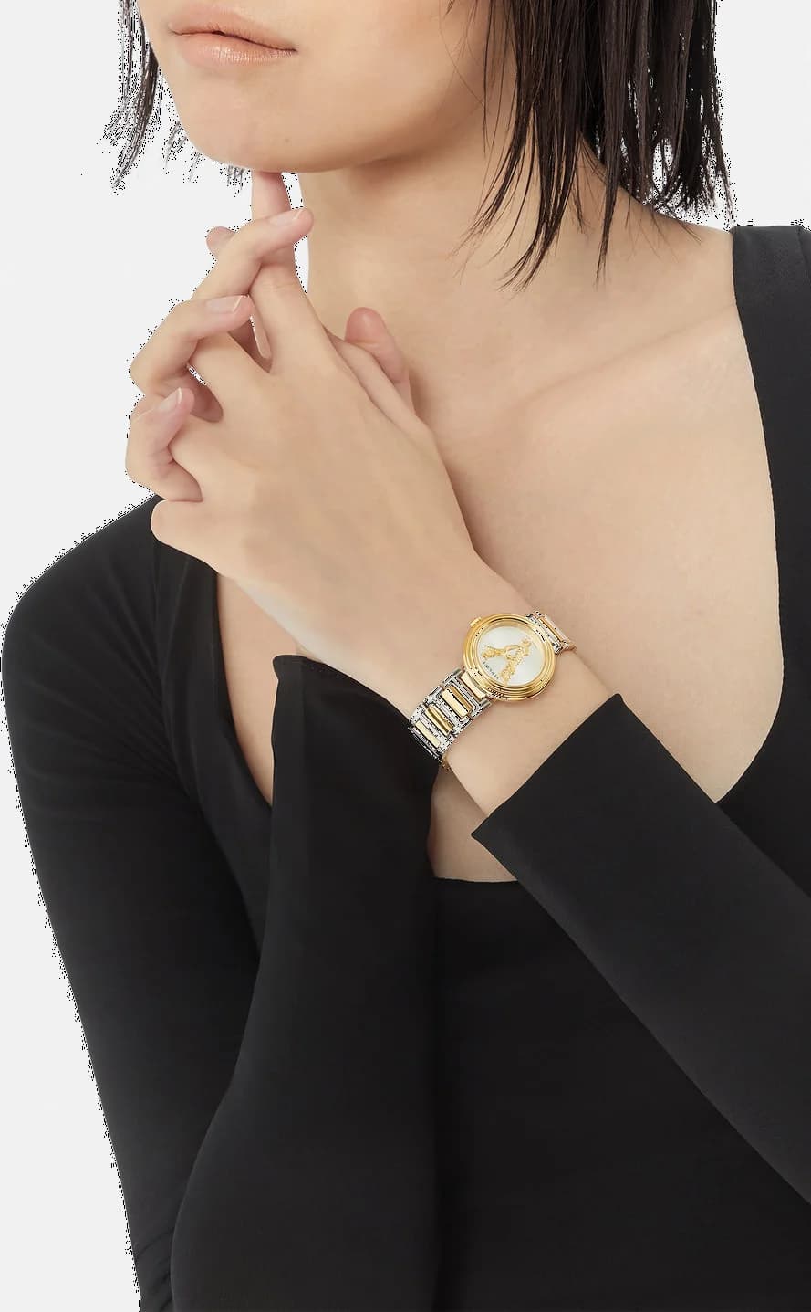 Montre Femme Versace VET300721 Virtus Mini Acier Bicolore Argent et Or vue 4