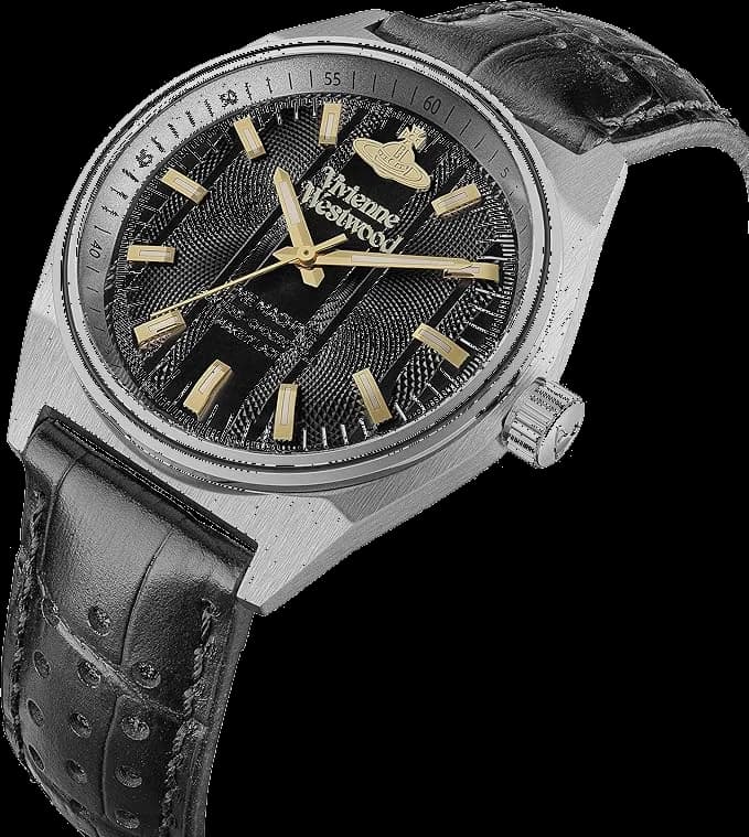 Montre Homme Vivienne Westwood Sydenham VV251BKBK - Boîtier Argent, Cadran Noir, Bracelet Cuir Perforé vue 2