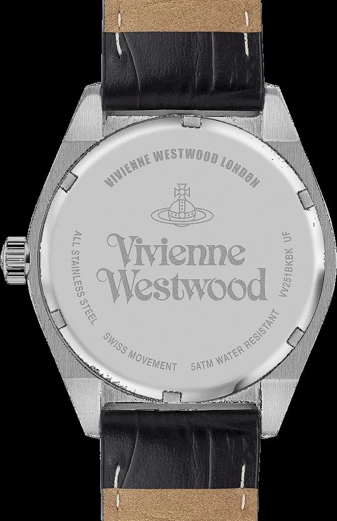 Montre Homme Vivienne Westwood Sydenham VV251BKBK - Boîtier Argent, Cadran Noir, Bracelet Cuir Perforé vue 3