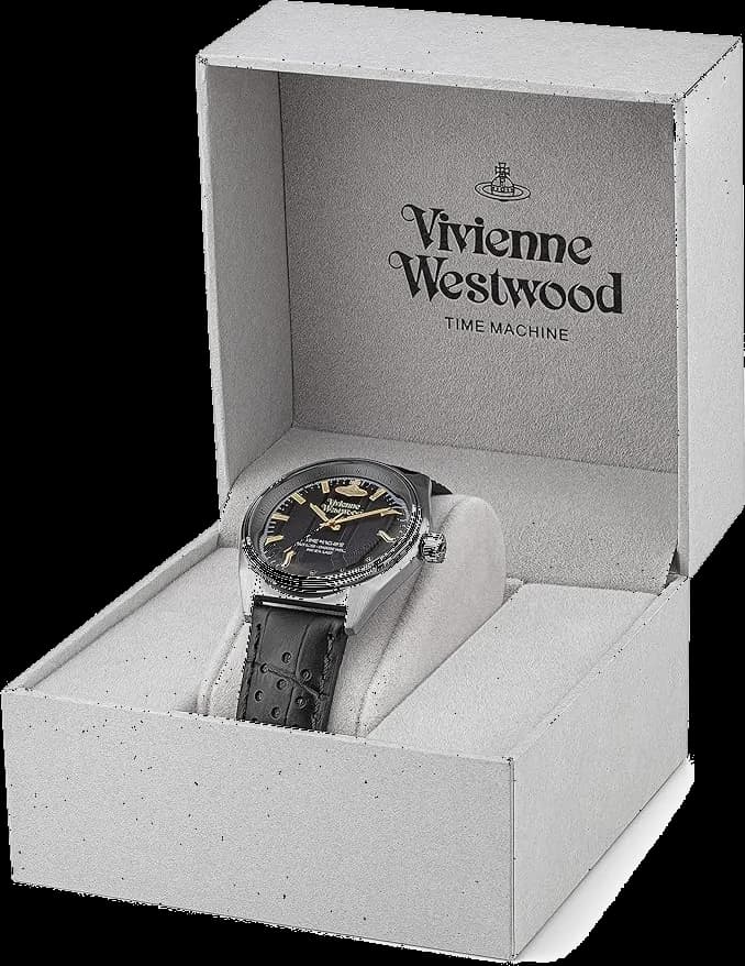 Montre Homme Vivienne Westwood Sydenham VV251BKBK - Boîtier Argent, Cadran Noir, Bracelet Cuir Perforé vue 4
