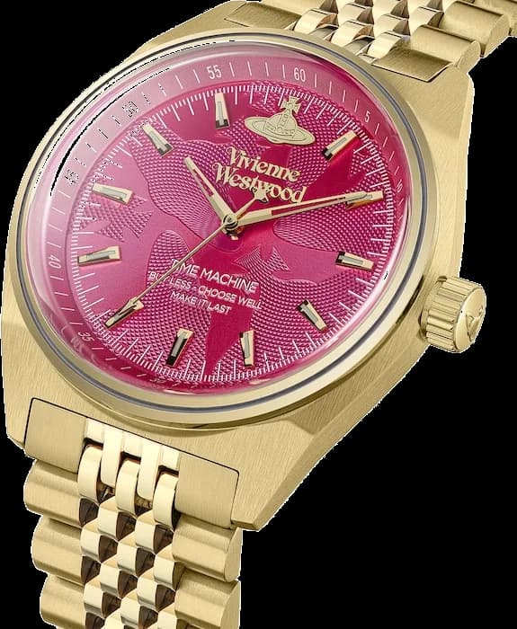 Montre Femme Vivienne Westwood VV251RRGD - Cadran Fuchsia Soleillé & Bracelet Acier Doré vue 2