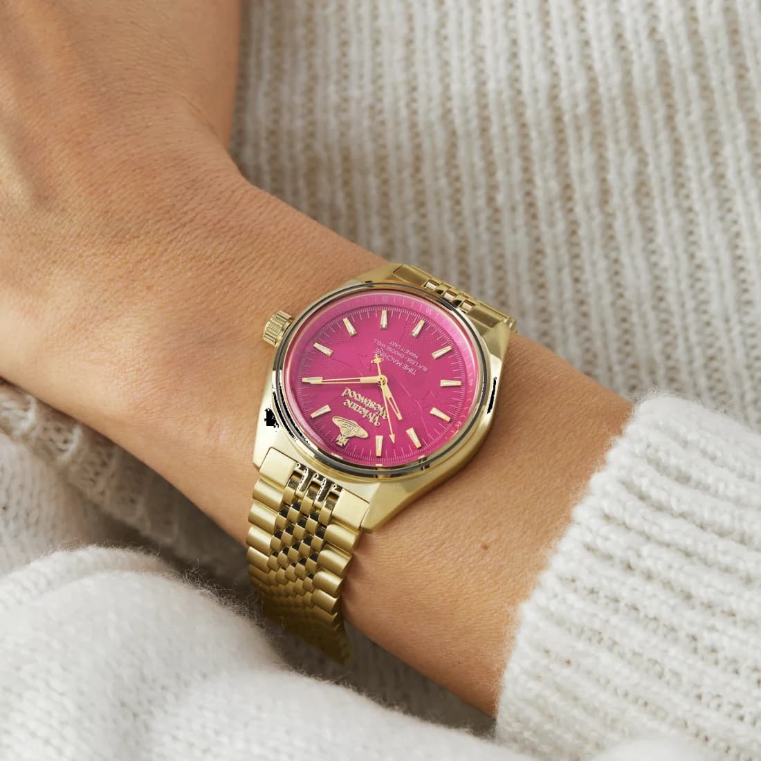 Montre Femme Vivienne Westwood VV251RRGD - Cadran Fuchsia Soleillé & Bracelet Acier Doré vue 5