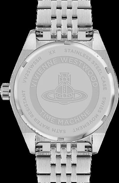 Attache bracelet Vivienne Westwood VV251WSSR en acier bicolore avec fermoir déployante, maillons satinés et polis alternés