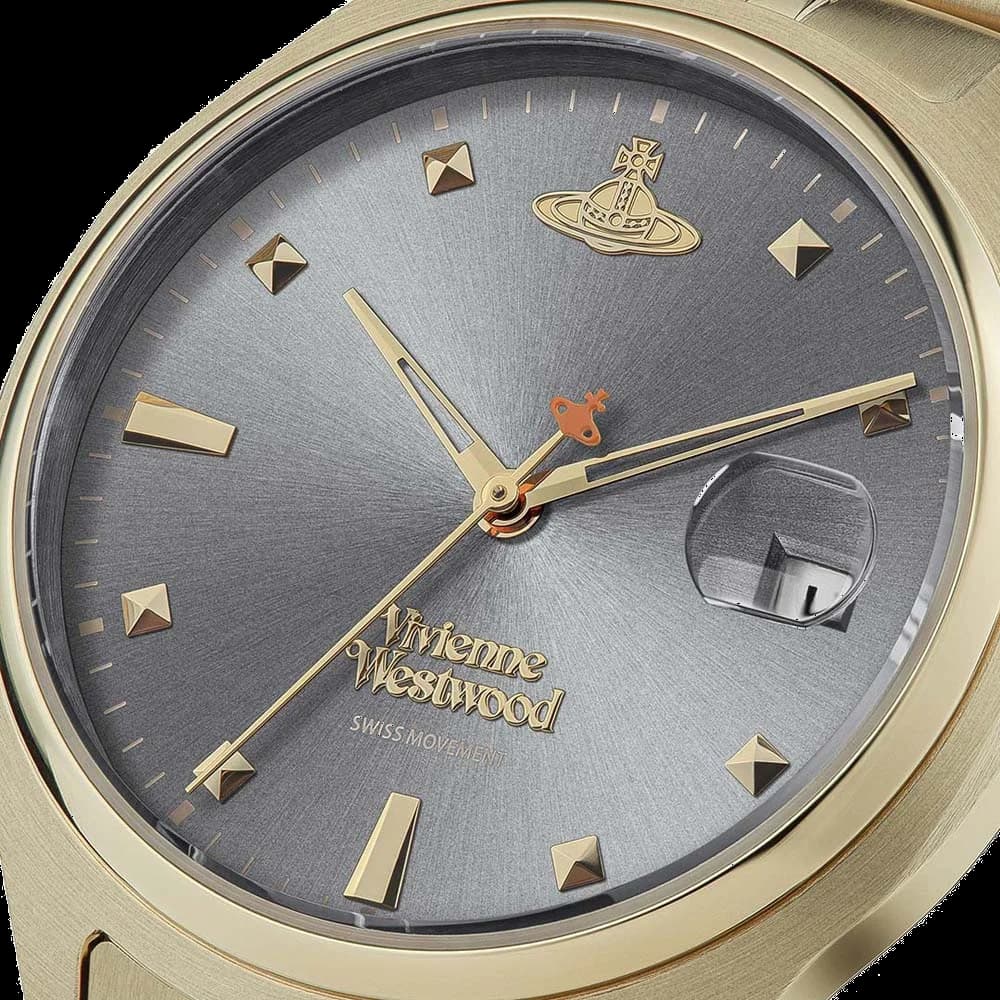 Attache bracelet Vivienne Westwood VV261GYGD en acier doré avec fermoir déployant, maillons ajustables