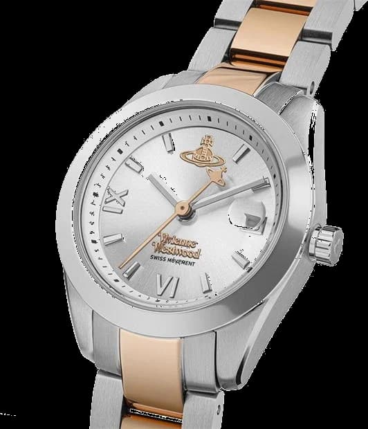 Attache bracelet Vivienne Westwood VV292SLSR en acier bicolore or et argent, fermoir déployante ajustable pour confort
