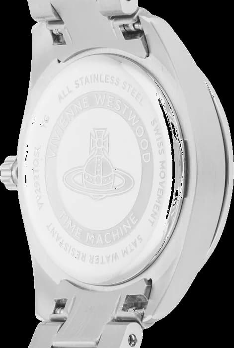 Attache bracelet Vivienne Westwood VV292TQSL en acier inoxydable avec fermoir déployant, maillons polis et satinés