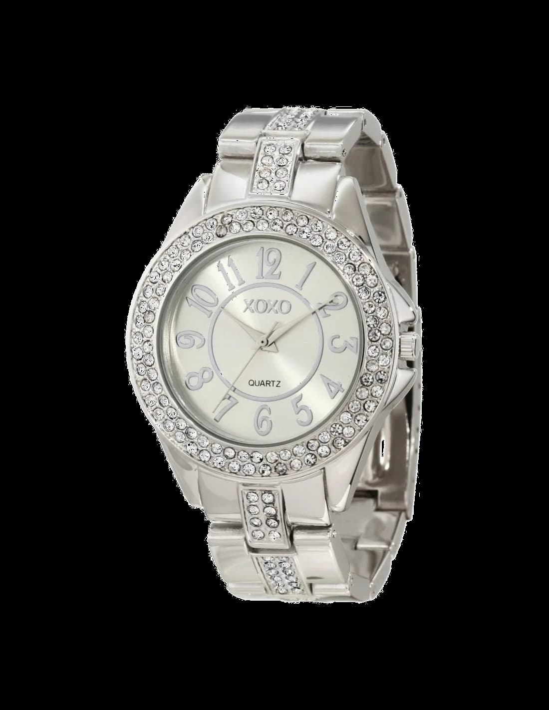 Garde-temps XOXO XO5463 au cadran blanc nacré orné de strass et aiguilles dorées