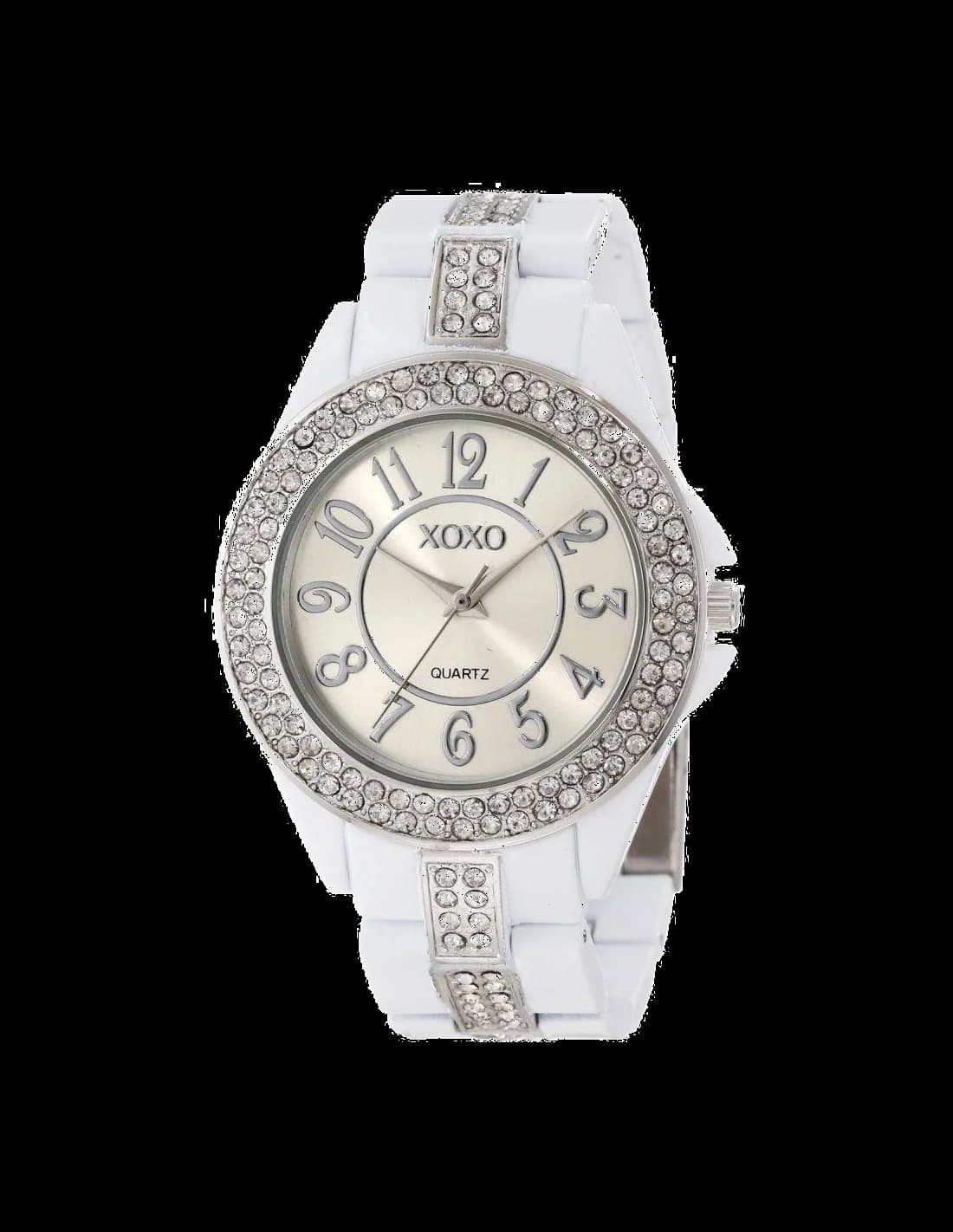 Montre Femme XOXO XO5460 Cadran Argent et Bracelet Blanc Acier Inoxydable
