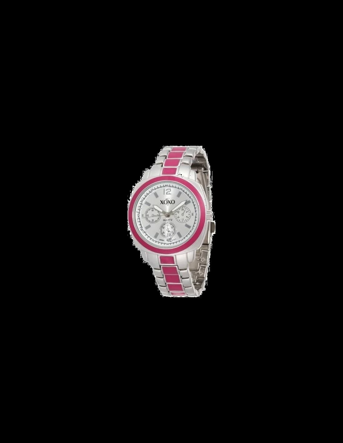 Montre Femme XOXO XO111, boîtier et cadran argent, bracelet acier rose
