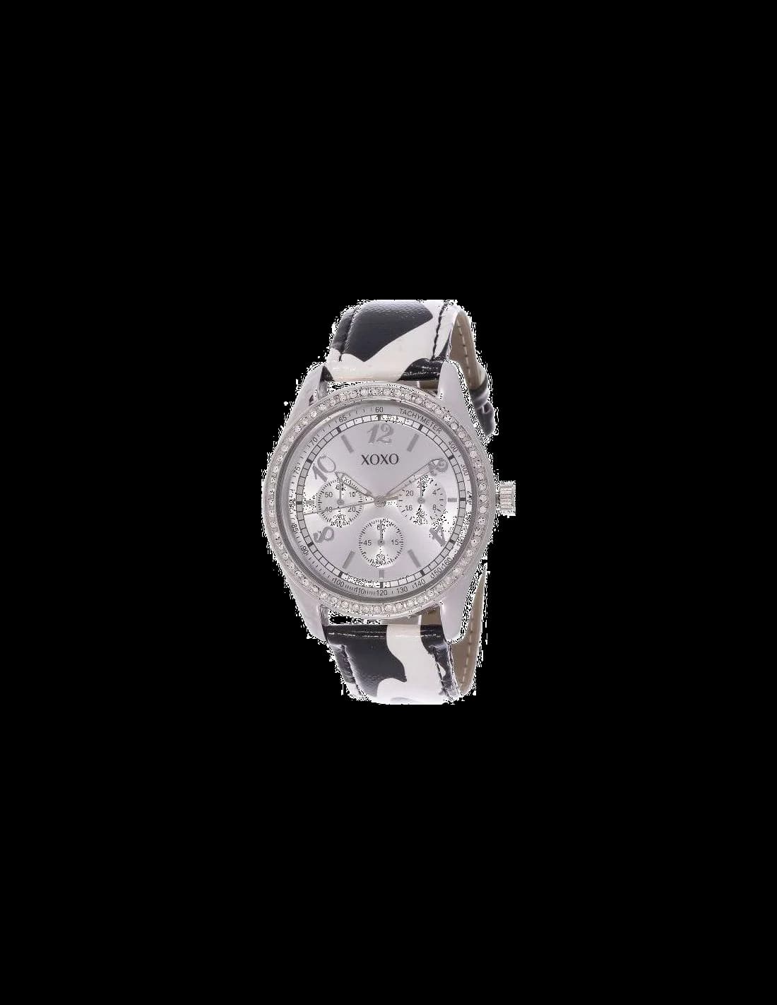 Montre Femme XOXO XO3170 en Cuir Noir et Boîtier Argent