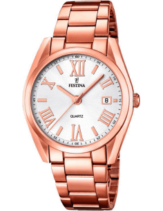 Montre Femme Festina Boyfriend F16793/1 Cadran Blanc Bracelet Or Rose