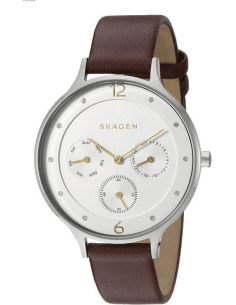 Montre Femme Skagen Anita SKW2394 Cadran Blanc et Bracelet Cuir Rouge