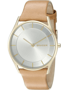 Montre Skagen Holst SKW2344 pour Femme, Cadran Argent et Bracelet Cuir Beige