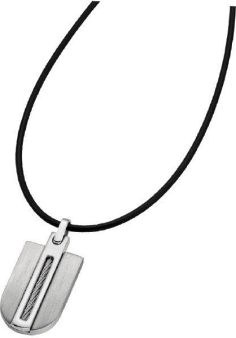 Collier pour Homme Lotus LS1635-1/1 en PVC noir et acier chromé