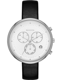 Montre Skagen Gitte SKW2427 pour Femme - Cadran Blanc et Bracelet Noir