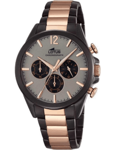 Montre Homme Lotus Chronographe L18196/1 en Acier Or Rose et Noir