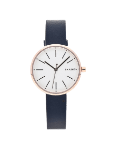 Montre Femme Skagen Signatur SKW2592 Cadran Blanc Bracelet Cuir Bleu