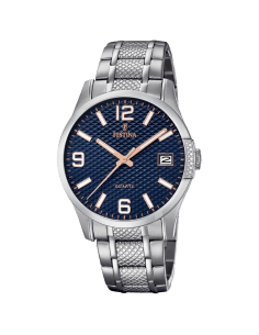 Montre Homme Festina Retro F16981/4 Cadran Bleu Acier Argenté