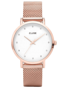 Montre Femme Cluse Pavane CL18303 en Acier Or Rose, Cadran Blanc