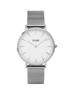 Montre Cluse La Bohème CL18105, boîtier et bracelet maille milanaise argenté, unisexe