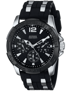 Montre Homme Guess Oasis W0366G1, Cadran Noir, Bracelet Silicone et Silicone