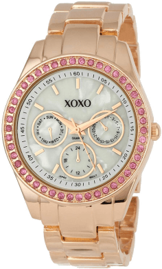 Montre Femme XOXO XO5298A Cadran Gris à Accents Strass, Bracelet Acier Or Rose