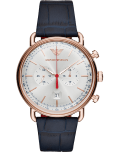 Montre  Emporio Armani Chronomètre AR11123 Bracelet en cuir bleu nuit