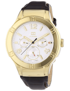 Montre Tommy Hilfiger Ainsley 1781363 pour Femme, Cadran Blanc, Bracelet Marron