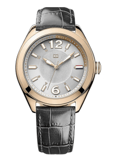 Montre Tommy Hilfiger Maxi 1781365 pour Femme, Cadran Gris et Bracelet Noir