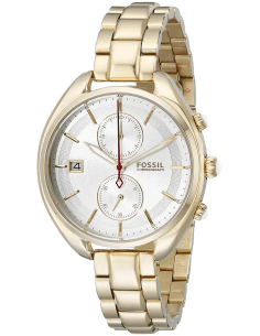 Montre Femme Fossil CH2976 Cadran Blanc Bracelet Acier Doré