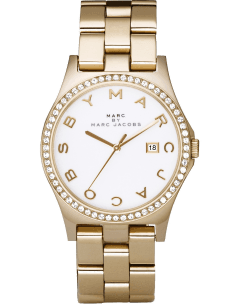 Montre Femme Marc Jacobs Henry MBM3045 en acier doré jaune et cadran blanc