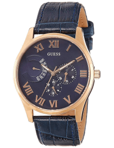 Montre Homme Guess W0669G2 en Cuir Bleu et Boîtier Or Rose