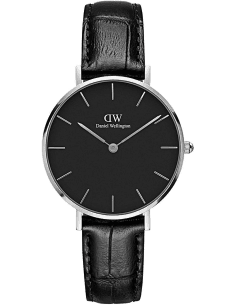 Montre Femme Daniel Wellington Classic Petite, Cadran Noir, Bracelet Cuir Noir, Réf. DW00100235