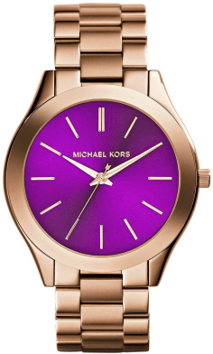Montre Femme Michael Kors Parker MK3293 - Cadran violet, bracelet acier or rose